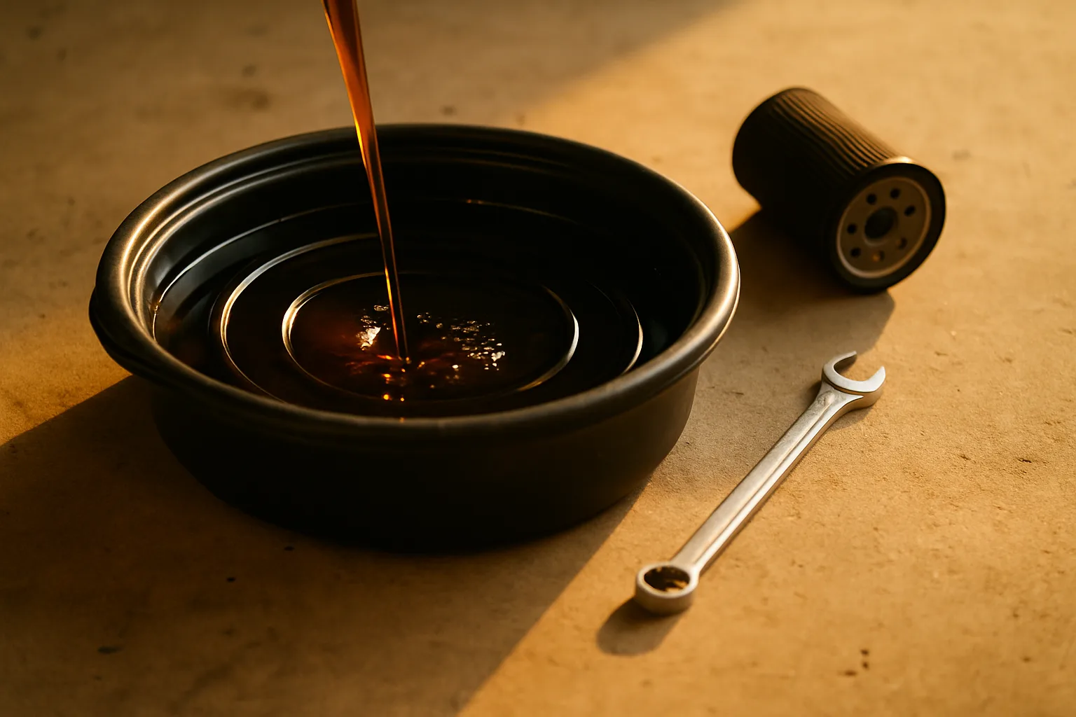 Oil maintenance service in progress